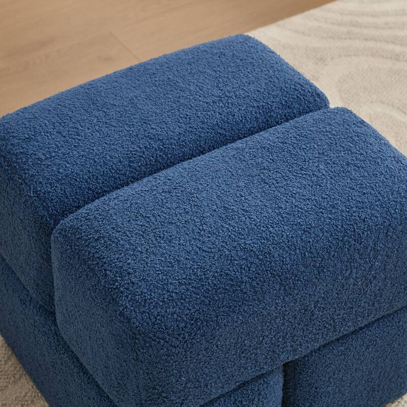 SEYNAR Modern 16.5''Faux Sherpa Square Cube Otttoman