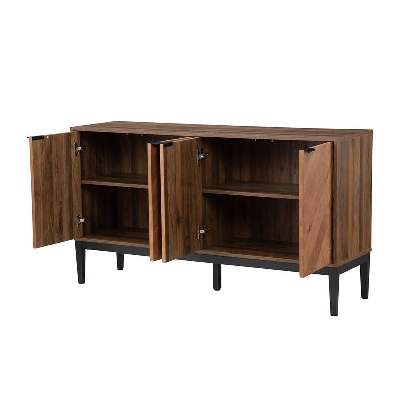 Senin Modern Herringbone Sideboard with Metal Frame Legs by HULALA HOME