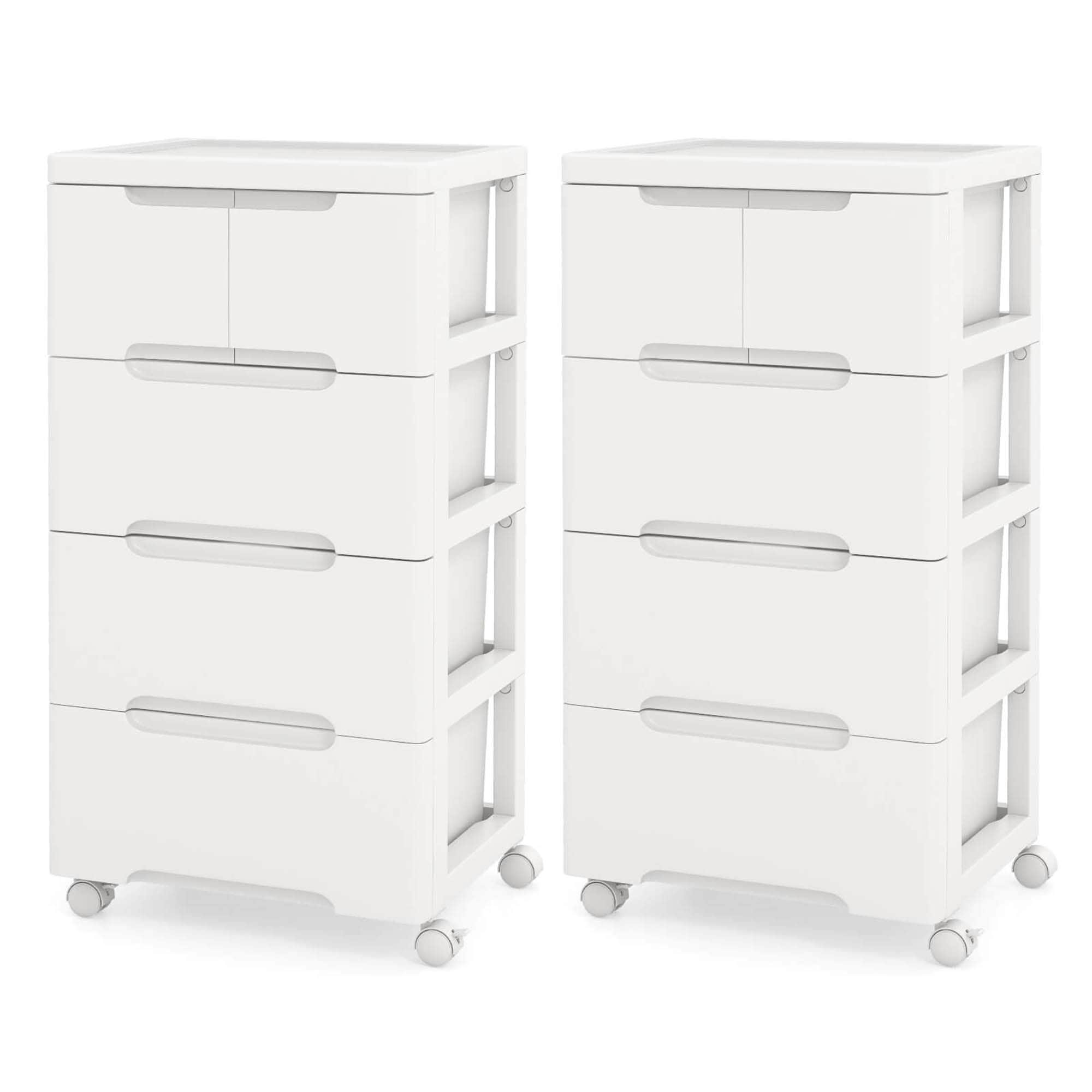 1/2 PCS 5-Drawer Plastic Storage Cart w/ 4 Universal Wheels Cabinet