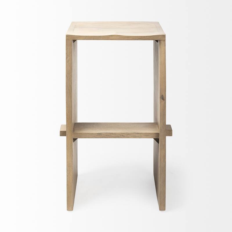 Mango Wood Backless Counter Height Bar Chair with Footrest