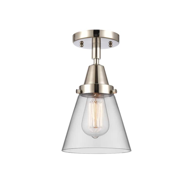 Innovations Lighting Caden Cone - 1 Light 6" Flush Mount - Clear/Polished Nickel