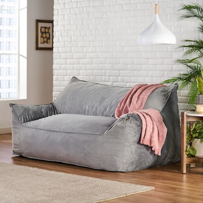 Velie Velveteen 2 Seater Oversized Bean Bag Chair with Armrests by Christopher Knight Home