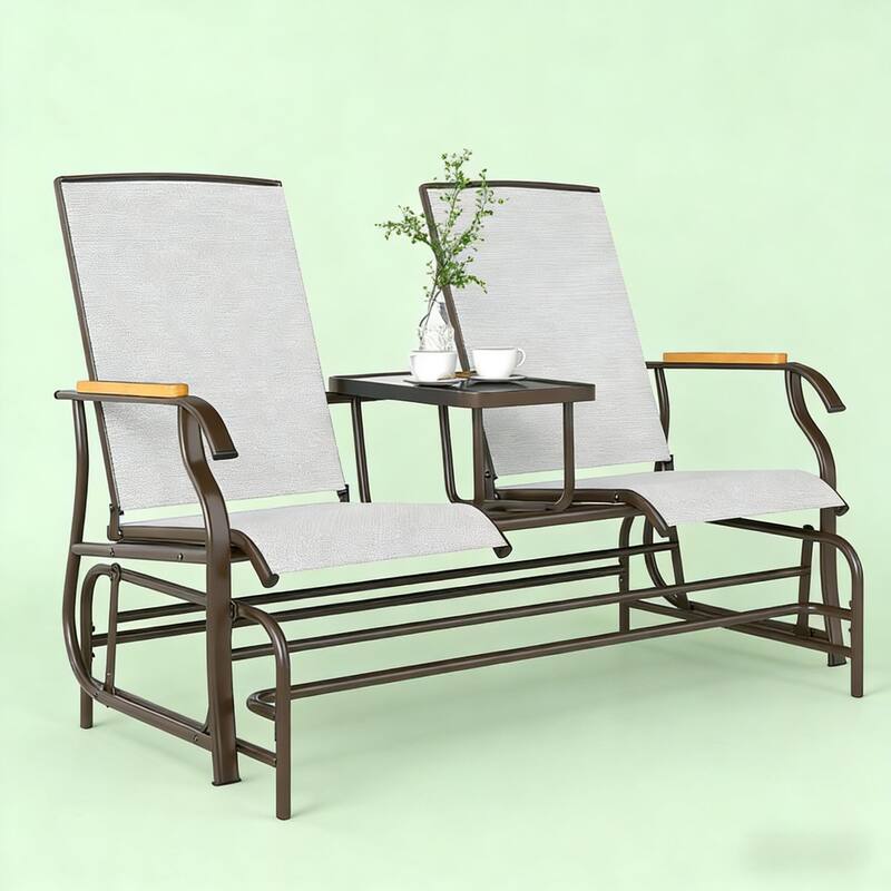 GDFStudio - Larsen Nordic Outdoor Glider Bench with Relaxed Two-Person Comfort Design - Glider Bench