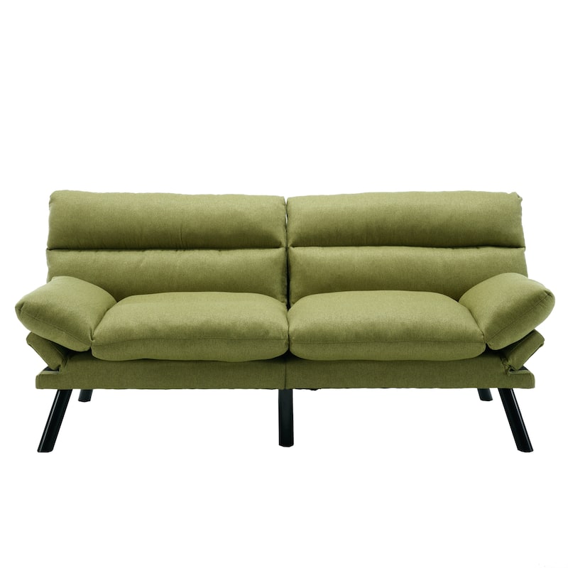 Modern Upholstered 2 Seaters Sleeper Sofa with Thick Cushion and Metal Feet