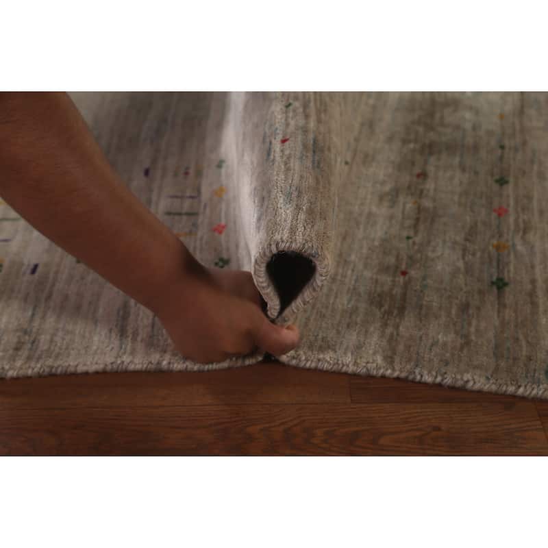 Beige Gabbeh Indian Area Rug Handmade Wool Carpet - 8'3"x 9'8"