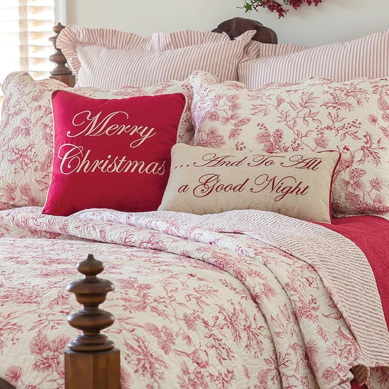 Christmas And To All A Good Night Embroidered 10x19 Throw Decorative Accent Throw Pillow