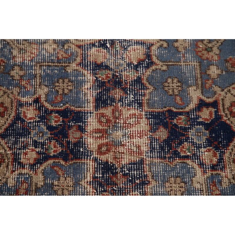 Distressed Oushak Turkish Vintage Area Rug Hand-Knotted Wool Carpet - 4'10" x 8'7"
