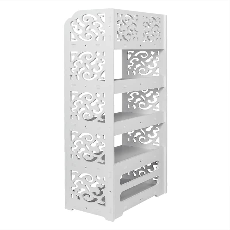 5/6-Tiers Wood-plastic Board Five Tiers Carved Shoe Rack