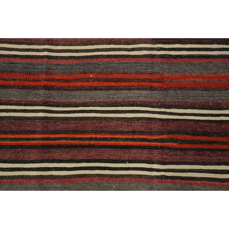 Hand Woven Oriental 100% Wool Carpet Southwestern Geometric Multi-Colored Kilim Area Rug - 12' 1'' X 5' 1''