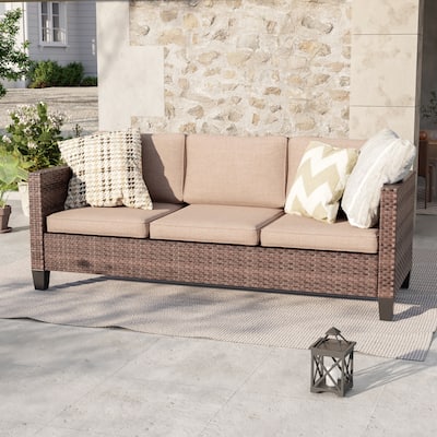 Livoosun Patio Outdoor Couch,3-Seater Furniture with Removable Cushion