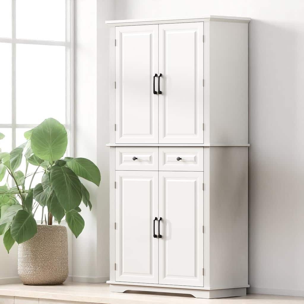 Farmhouse 71" Pantry Cabinet with 3 Slide-Out Organizers, 6 Door Shelves, Adjustable Storage for Kitchen