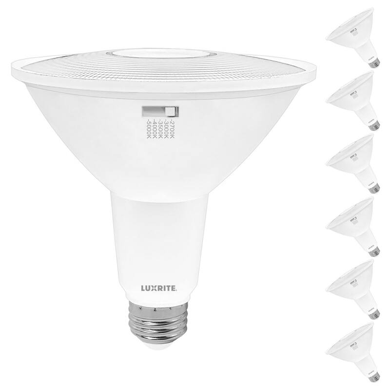 Luxrite PAR38 LED Flood Light Bulb 13W=90W 5CCT 1200 Lumens Dimmable Spotlight Bulb Damp Rated ETL Listed E26 (6 Pack) - Color Selectable 2700/3000/3500/4000/5000
