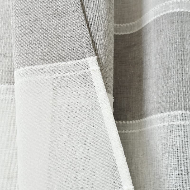The Gray Barn Done Roamin Textured Stripe Sheer Window Curtain Panel Pair - 84" x 38" - 84" x 38"