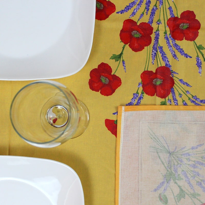 Wipeable Spill Resistant Provencal Cotton Cannes Collection Tablecloth