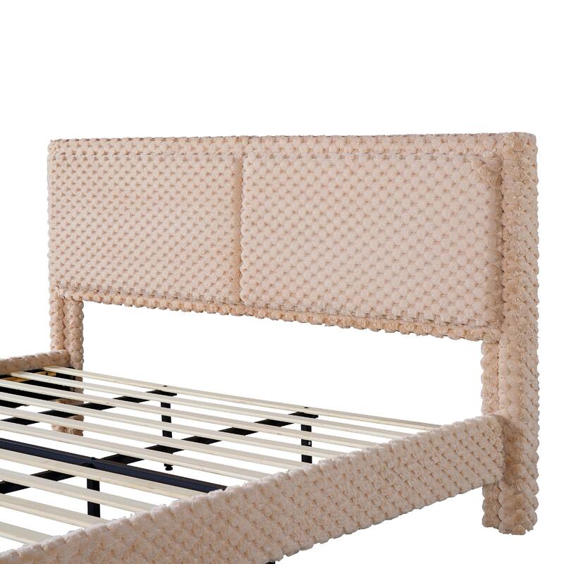 Simple Modern White Plush Soft Bed - Comfortable Backrest for Bedroom