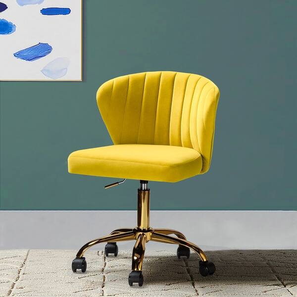 Shop Ilia Vevet Upholstered Task Chair With Gold Base For Home Office Overstock 31946260