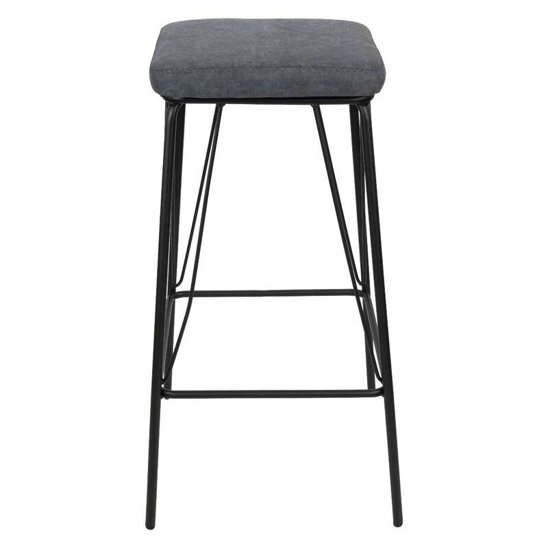 LeisureMod Millard Leather Cushion Barstool With Metal Frame - 30"