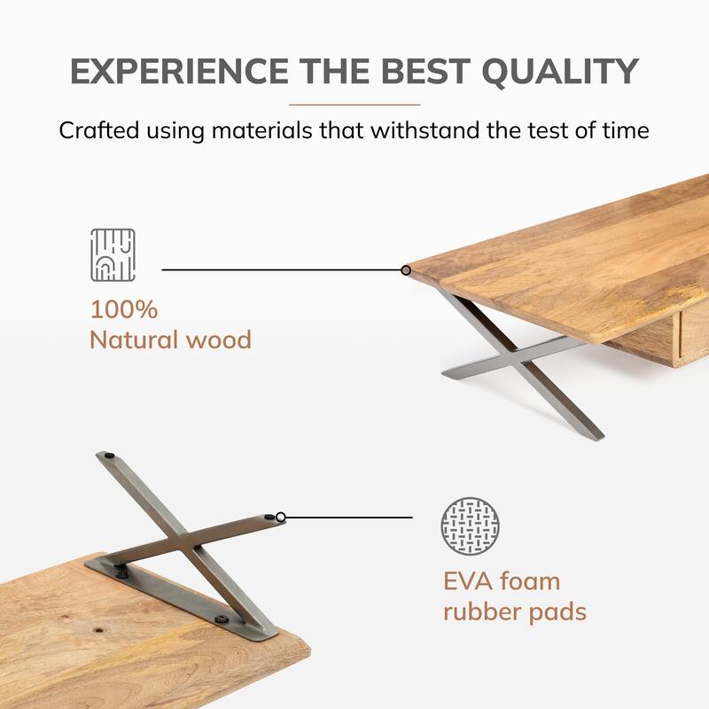 Jani Wood Monitor Stand Riser Desk - Ergonomic Design Stand, Desktop Organizer Table for Home, Office Workspace, Gaming Desk