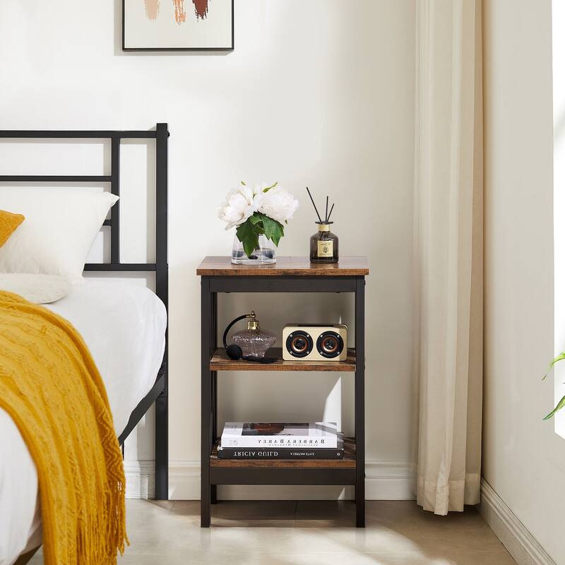 Modern Nightstand with 3-Tier Storage Shelves A Variety of Colors Are Available for Living Room, Bedroom Entrance End Table