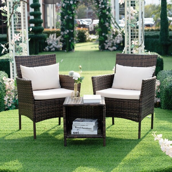3 piece white wicker patio set