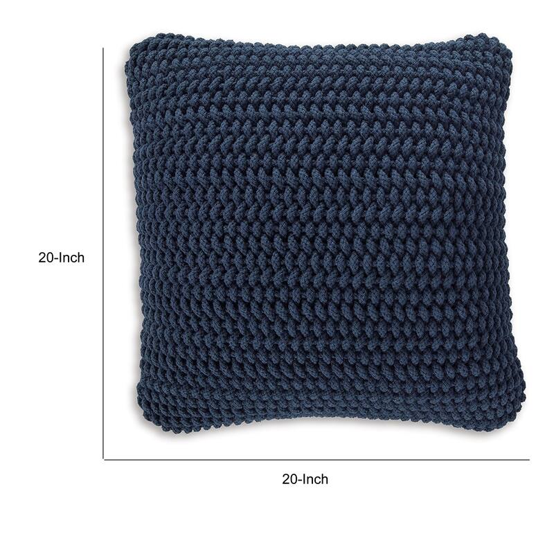 Ako Accent Pillow Set of 4, 20 Inch Square, Handwoven Navy Blue Cotton