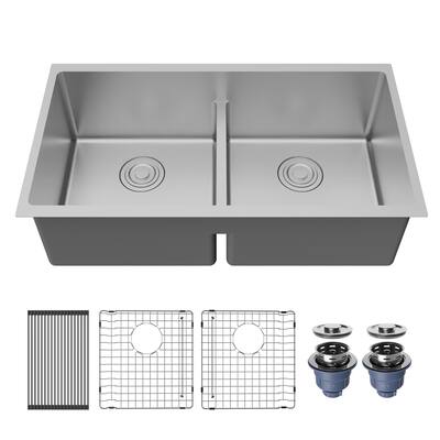 Karran USA UUMDB3321-PK1 Fusion 33" Undermount Double Basin Stainless