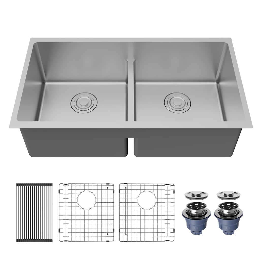 Karran USA UUMDB3321-PK1 Fusion 33" Undermount Double Basin Stainless