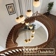 preview thumbnail 5 of 19, KAYLA Luxury 14-Light Alabaster Globe Chandelier in Vintage Copper Finish, Grand Pendant Light for Stairwells or Foyers - 138in