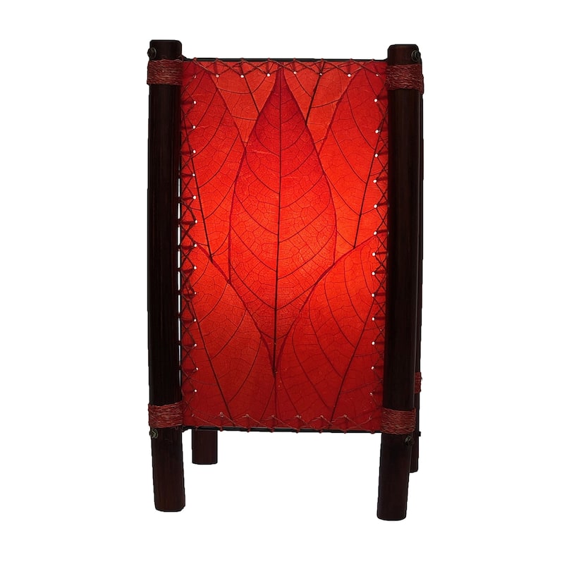 Eangee Handmade Fortune Table Lamp, Cocoa Leaves Shade, 9 x 9 x 15 in.