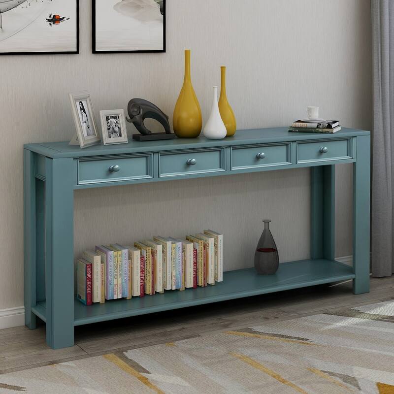 Modern Console Table/Sofa Table with Storage Drawers and Bottom Shelf for Entryway Hallway