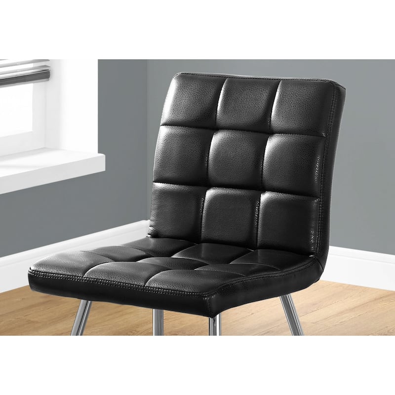 Modern Upholstered Dining Chairs - Set of 2, White PU Leather Chrome Accent Living Room Chair - 38.75