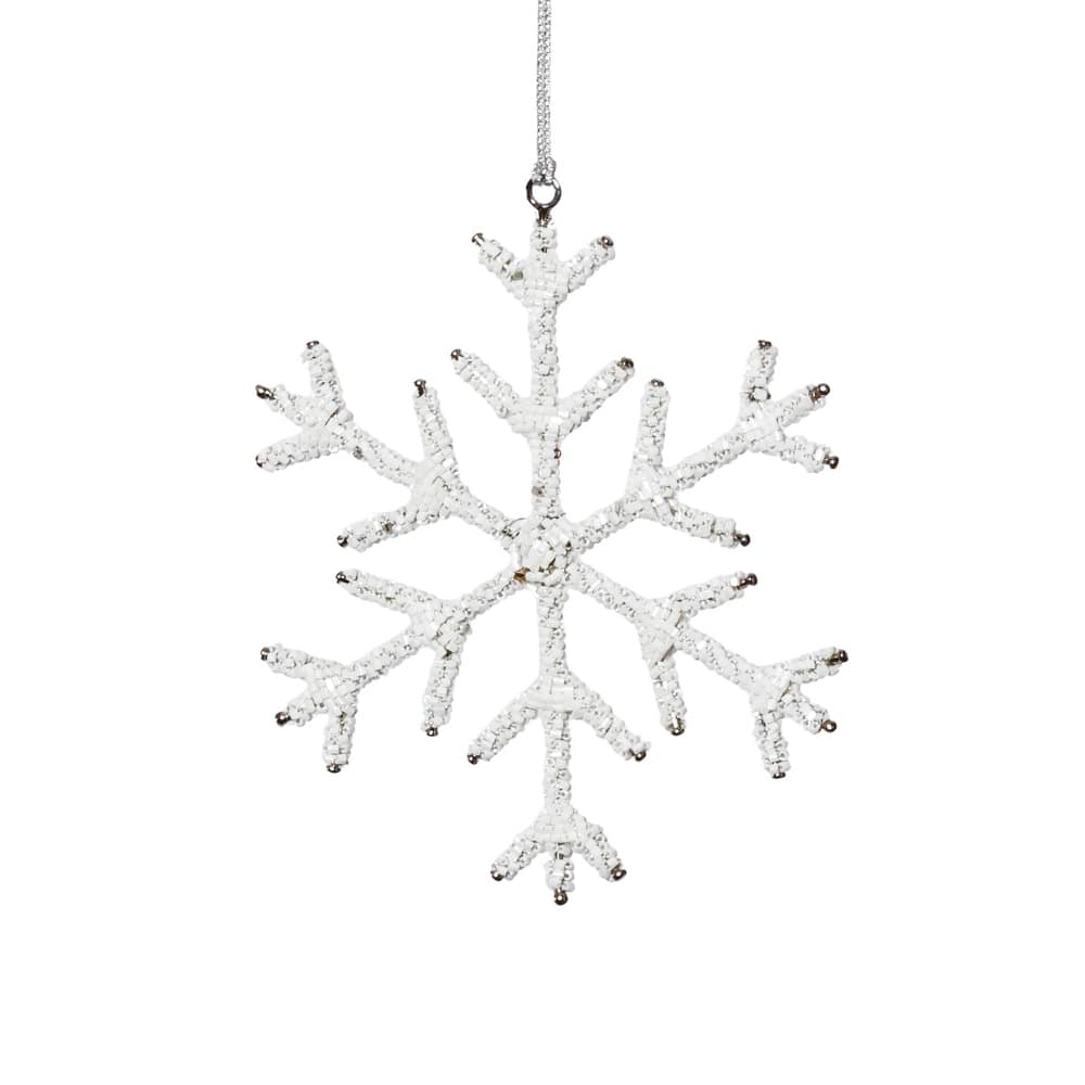 Beaded Snowflake Christmas Hanging Décor Ornaments, Set of 12, 6"