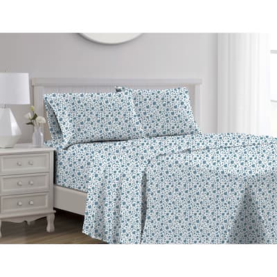 Edina 1000TC Cotton Sheet Set Blue Queen