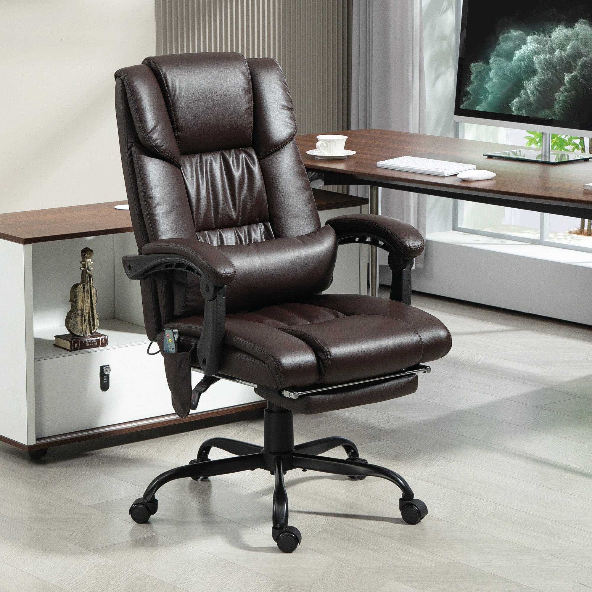 Vinsetto Office Desk Chair Recliner, Height Adjustable Movable Lumbar Support with 6-Point Vibrating Massage