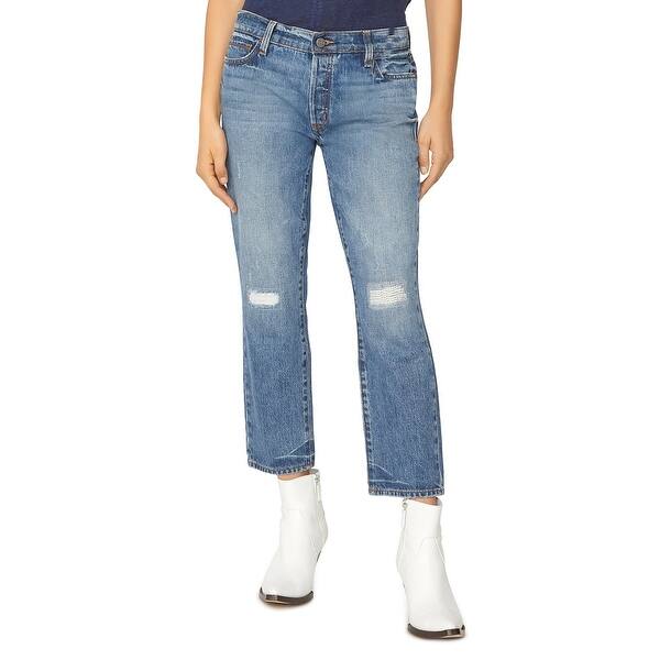 Sanctuary Womens Boyfriend Jeans Destroyed Cropped Flat Iron Overstock 27