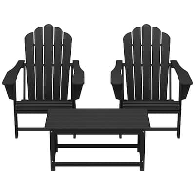Aderson Outdoor Poly Adirondack Chair Set with Coffee Table