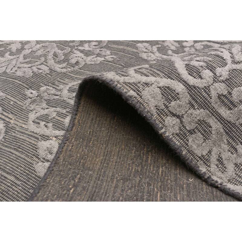 ECARPETGALLERY Hand Loomed Elysian Dark Grey Viscose, Wool Rug - 4'11 x 7'9