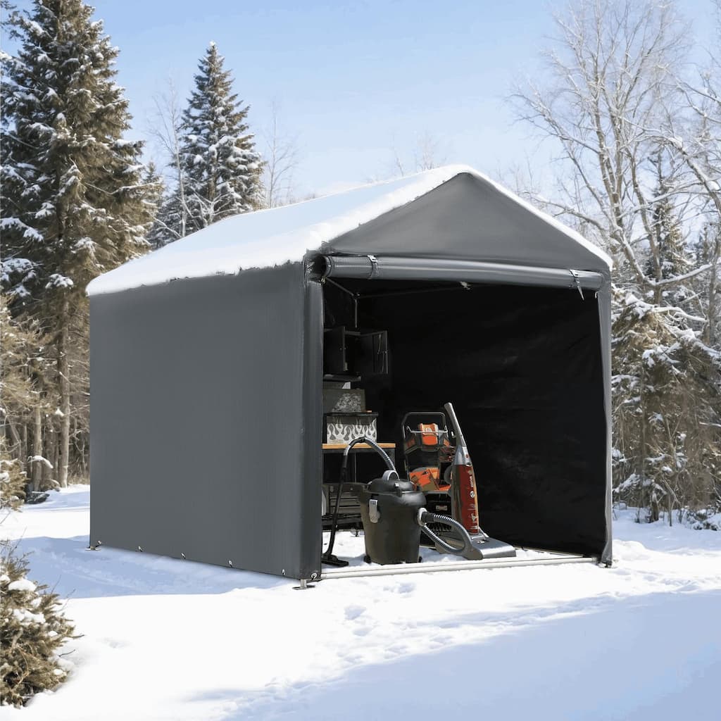 Outdoor Storage Shed and Carport Canopy: Portable Shelter for Bikes, Motorcycles, and Garden Storage