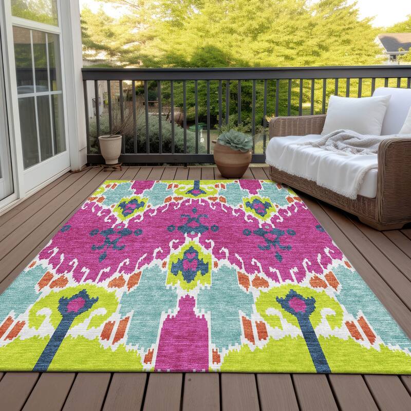 Machine Washable Indoor/ Outdoor Chantille Global Boho Rug - Pink - 3' x 5'