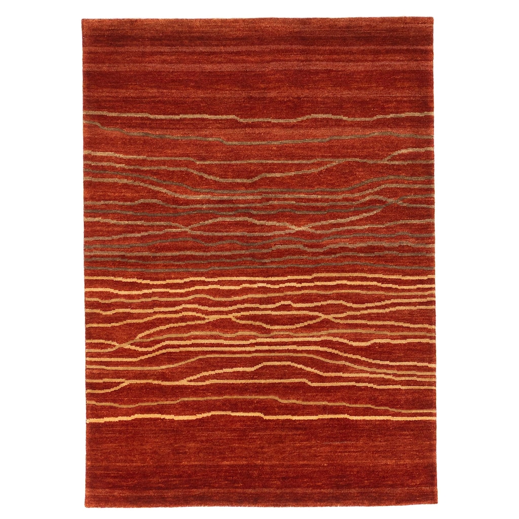 ECARPETGALLERY Hand-knotted Peshawar Ziegler Dark Copper Wool Rug - 5'2 x 7'2
