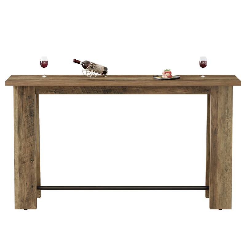 Console Table with Metal Footrest, 63" Counter Height Entryway Table, Narrow Kitchen Dining Table