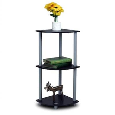 3 Tiers Wood Household Shelving Unit in Black/Grey (11.6 in. W x 29.6 in. H x 11.6 in. D)