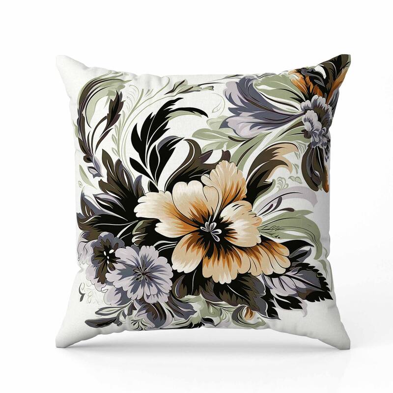 Botanic Bliss Indoor/Outdoor Reversible Throw Pillow Olive and Green