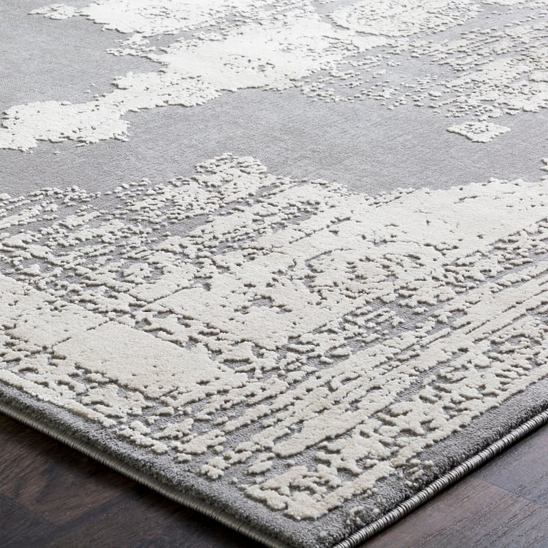 Livabliss Tabatha Distressed Grey Medallion Area Rug