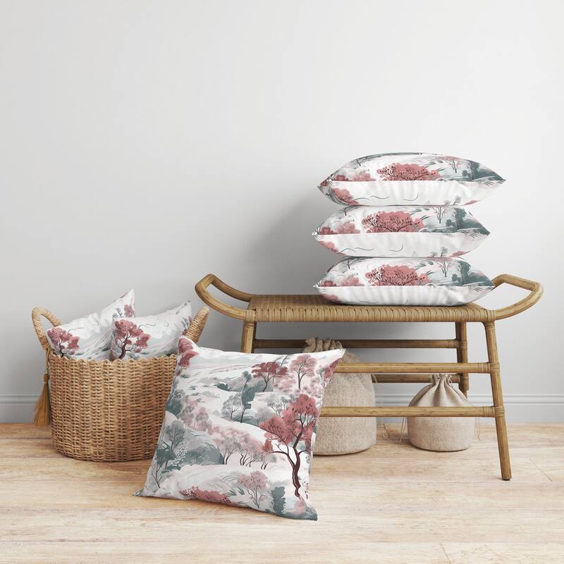 Leaf Magic Stories Faux Suede Reversible Throw Pillow Pink and Green