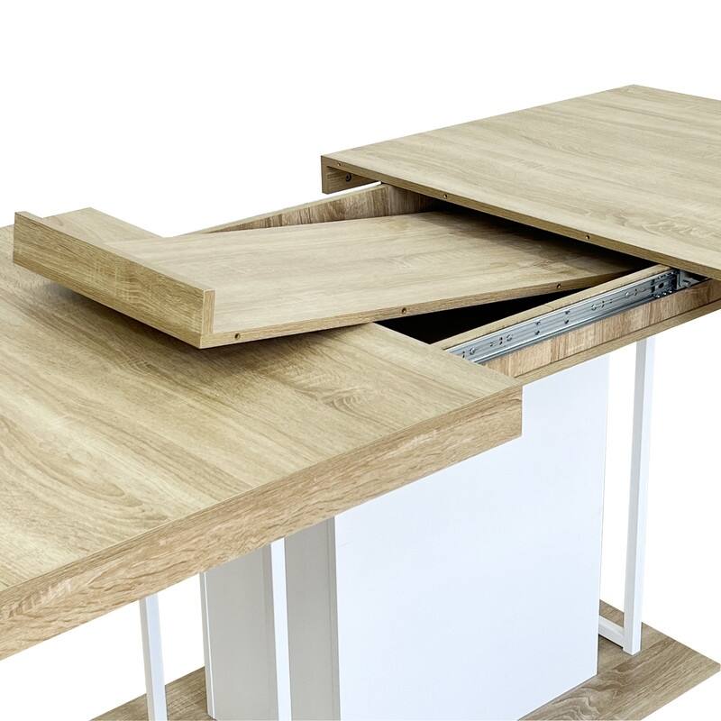 Rectangle extendable dining table for 6-10 people aged effect wood