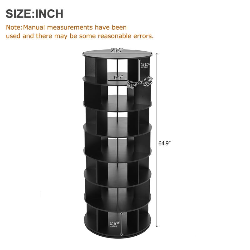 7-Tier Rotating Shoe Rack Tower with 5 Grids Per Layer