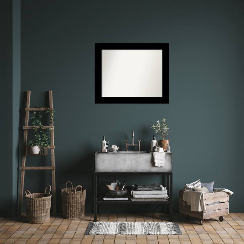 Basic Non-Beveled Wood Framed Bathroom Vanity Wall Mirror