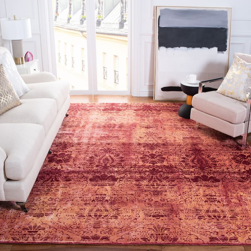 SAFAVIEH Couture Hand-knotted Tibetan Traudl Modern Wool Rug - 8' x 10' - Rust