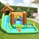 preview thumbnail 23 of 24, Inflatable Waterslide Bounce House Climbing Wall Ball Pit with Blower - Green, Yellow and Blue - 145" x 120" x 91" (L x W x H)
